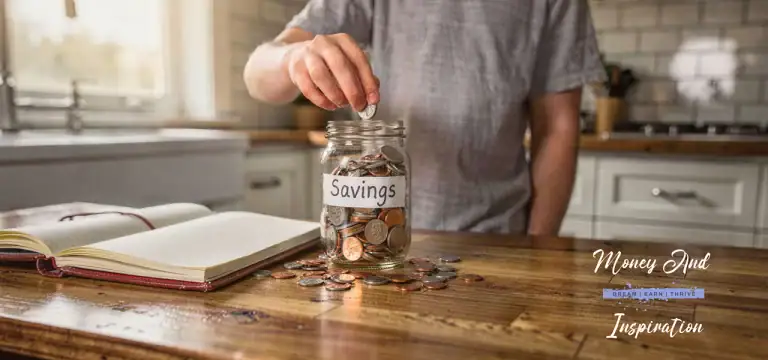 teen learning financial habits early in life by saving money in a jar