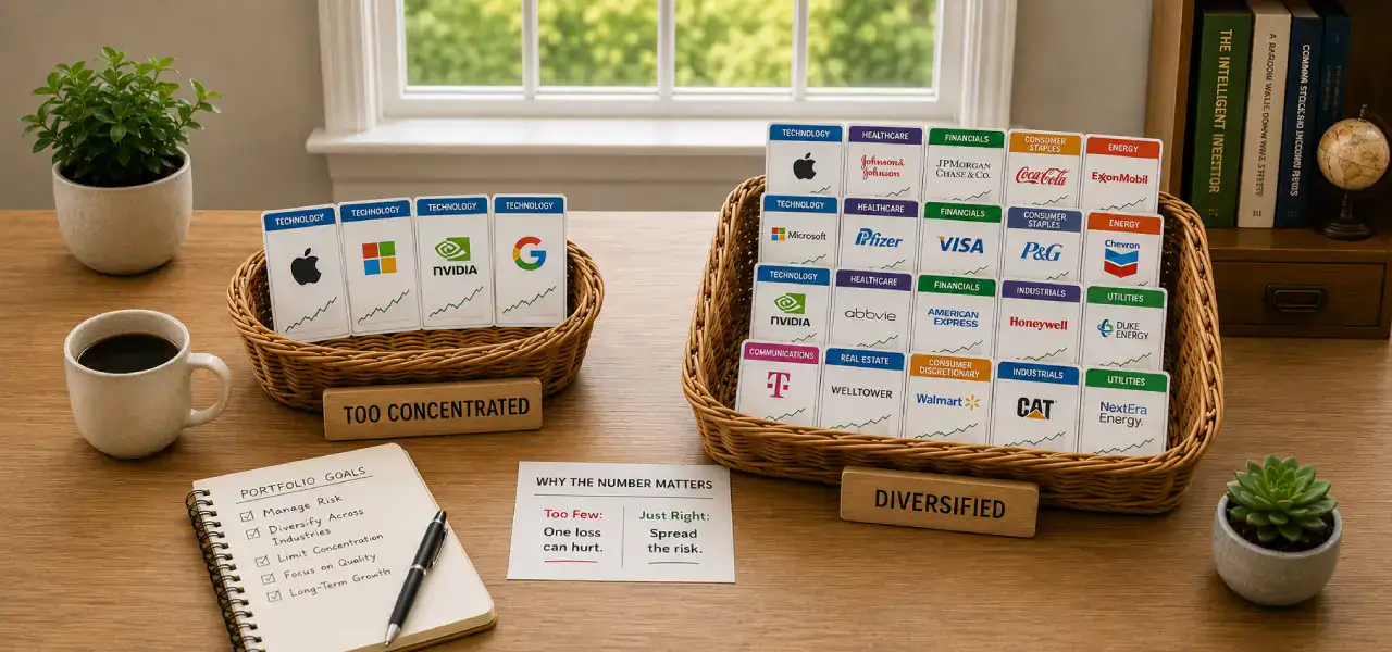 Comparison of a concentrated stock portfolio versus a diversified portfolio using investment baskets