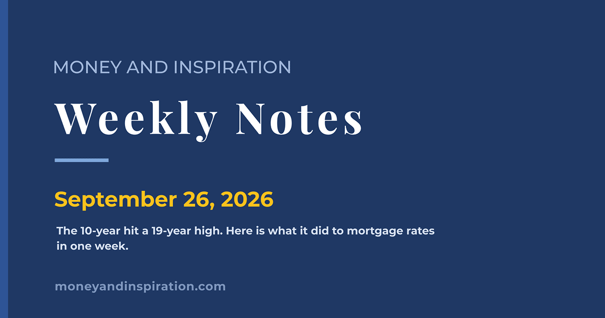 Weekly Notes for September 26, 2026 on the 10-year Treasury and mortgage rates