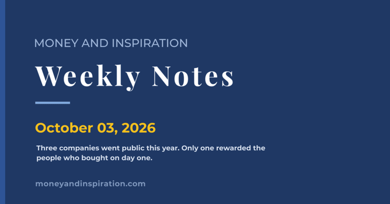 Weekly Notes for October 3, 2026 on three 2026 IPOs and why the IPO price is not the price you pay