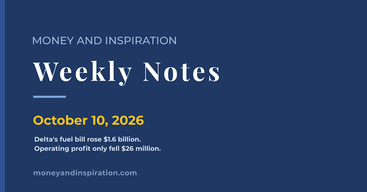 Weekly Notes for October 10, 2026 on how Delta responded to a $1.6 billion increase in fuel costs